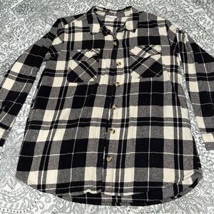 Black and White Plaid Button-up cover